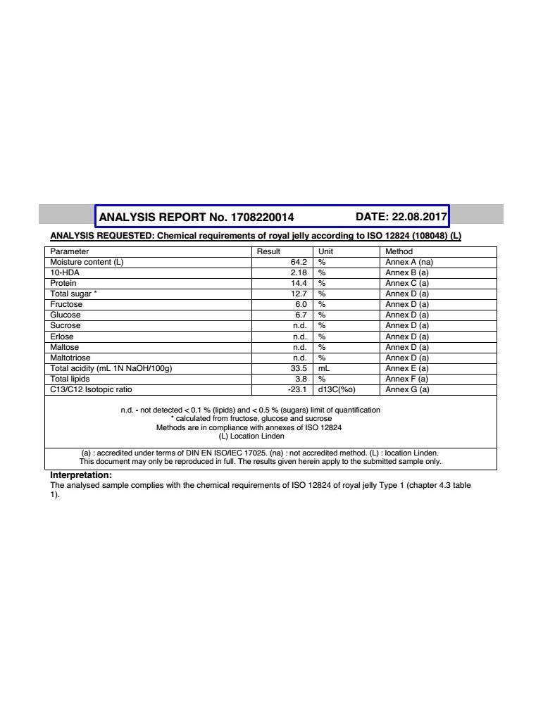 Gelée royale BIO fraîche, 25g