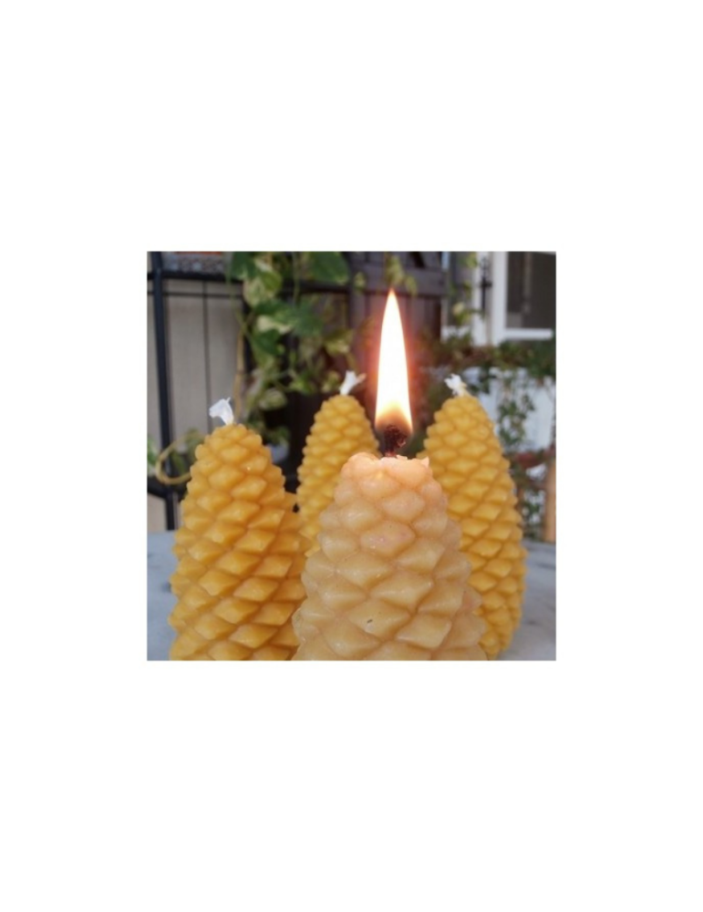 Bougie Pomme de Pin en Cire d'Abeille